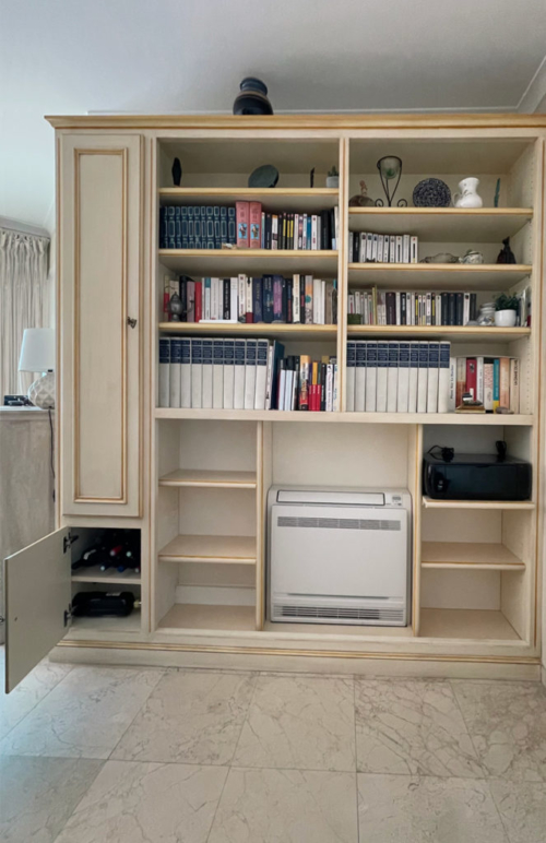MP-Menuiserie : bibliothèque et climatisation incorporée